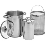 A multi-purpose pot with a basket and a pressure ham cooker - Stainless Steel