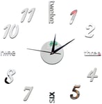 BANNAB Horloge Murale Bricolage numéro Anglais Horloge Murale Mini Horloge Murale Autocollant Horloge Murale créative (expédition d'argent sans Batterie) Horloge Murale