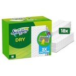 Swiffer Balai Attrape-Poussière Recharges Lingettes Sèches, 18 Lingettes Nettoyantes, Attrape et Retient la Poussière