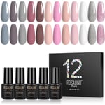 Macaron-serie Gelnagellack Set Gul Vit Rosa 12 Pastellfärger Sommar Vår Set 5ml