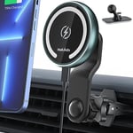 Magnetic Wireless Car Charger Mount, Fast Charging Auto Air Vent Phone Holder Compatible with Magsafe Car Charger for iPhone 15/14/14 Pro/14 Max/13/13 Pro/Pro Max/Mini/12/12 Pro Max（Green）