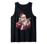 Santa Playing Flute Funny Flute Player Christmas Xmas Pajama Tank Top