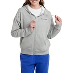 Champion Women's Full-Zip Hoodie, Powerblend, Fleece, Hooded Sweatshirt (Plus, Oxford Gray Small Script, XS