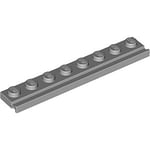 Plate 1 x 8 with Rail (Medium Stone Gray)