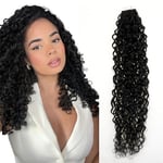 RUNATURE Extension Cheveux Adhesive Naturel Ondulé Extension Cheveux Naturel Remy Hair Adhesive Invisible Extension Bande Adhesive Cheveux Humain Noir 22 Pouces/55cm 20 Pièces/50g #1B