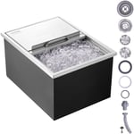 Vevor Bac a Glace Encastrable 55,23 l 608x457x333mm Boite Isotherme pour Glace avec Couvercle en Inox Alimentaire Conservateur a Glacons pour