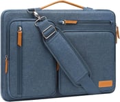 Sacoche Ordinateur Portable,Sacoche PC Portable 17-17,3 Pouces Compatible avec MacBook,HP,Dell,Sac Ordinateur Sac Messager Côté Ouvert avec 4 Poches Zipper&Poignée,Brume Bleu