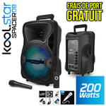 Enceinte SUBLIM 08 autonome 200W Koolstar LED avec micro/Fonction Bluetooth/USB/AUX et appplication smartphone