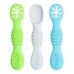 Vicloon Cuillere Bebe Apprentissage,3pcs Cuillères d'apprentissage pour Enfants et Bébé Ustensile d'apprentissage Adapté à Dentition Première Étape Recommandé par Experts Sevrage