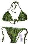 LACOSTE Bikini Swimsuit 2 Piece Halter Neck Size S Green New With Pouch