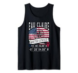 Eau Claire United States Flag GPS Coordinates Eau Claire Tank Top