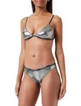 Emporio Armani Underwear Women's Women's Triangle Bra+T-Thong Set Dot Foil Gift Set Lingerie Set, Black/Platinum Print,