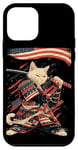 iPhone 12 mini Cat Samurai American Flag Samurai Cat Art Patriotic Cat Case