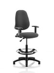 Eclipse I Lever Task Operator Chair Charcoal With Height Adjustable Arms With Hi Rise Draughtsman Kit