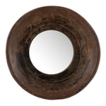 Les Tendances - Miroir rond en bois marron 35x35 cm