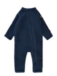 Wool Baby Suit Outerwear Fleece Outerwear Fleece Coveralls Navy Mikk-line