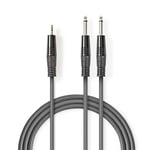 Jack Stereo kabel - 2 x 6.35mm Jack til 3.5mm minijack - 1.5m