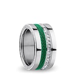 BERING Combinaison de Bagues Échangeables pour Femme en Argent et Vert avec le Système Unique Twist & Change, Ganges