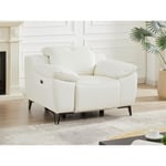 Vente-unique.com Fauteuil relax électrique en cuir blanc ROVETO