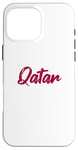 Coque pour iPhone 16 Pro Max Lettres Word Qatar dans une belle police rouge