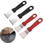 4 Pcs Scraper, Straight & Bending Cleaning Scraper Stainless Steel Scraper None-Scratches Putty Scraper for Ovens, Stoves, Induction Hob Red Black