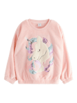 Lindex Kids' Sequin Unicorn Jumper, Light Dusty Pink