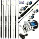 10 Sea Fishing Boat Max Rods 6FT Yellow Tip + JD300 Multiplier Reels 20lbs BULK