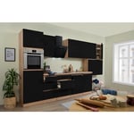 Cuisine Kitchenette bloc vide sans poignée chêne noir Lorena 380 cm Respekta