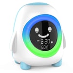 USAOSHOP Alarm Clock for Kids , Children Toddler Sleep Trainer for Kids ,5 Colorful Night Light, Wake up Light ,Sleep Sounds Machine ,Temperature, NAP Timer, Kids Clock for Boys Girls Bedroom Decor