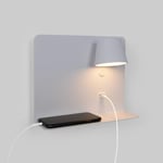 BarcelonaLED Applique murale LED aluminium blanc avec base de charge USB, spot orientable de 6 W blanc chaud 2 700 K et interrupteur pour chambre, lit, tête de lit, lecture salon