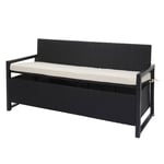 Banc 3 Places En Poly Rotin Hwc-F39, Banc De Jardin Banc CoffreAnthracite, Coussin Crème