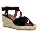 Geox Femme D Panarea Espadrille Wedge Sandales, Noir, 38 EU