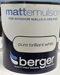 Berger Matt Emulsion Pure Brilliant White 1l - 5020264 free postage