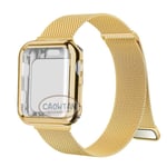 Milanese-fodral + armband för Apple Watch Band Ultra 49MM 41mm 40mm 44mm 38mm 42mm TPU-skärm Iwatch Series 9 8 7 6 SE 5 4 Correa 45mm Guld Gold 41mm-Series 9 8 7