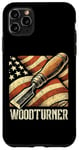 Coque pour iPhone 11 Pro Max Tour de tournage à bois drapeau américain USA