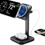 ESR Station de Charge sans Fil 2 en 1, [Certifié] Chargeur Apple Watch et Support de Chargeur MagSafe pour iPhone, pour Plusieurs Appareils, iPhone 16/15/14/13/12,Airpods 4, Montre et AirPods, Noir