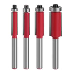 Sollbry - Lot de 4 Fraises pour Défonceuses, Fraise Metal Defonceuse a Bois, 6.35 mm Tige Fraises à Affleurer avec Roulement Supérieur Fraises à