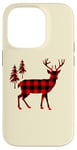 Coque pour iPhone 14 Pro Red Buffalo Reindeer Buck Christmas Decor Plaid Pattern