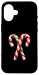 Coque pour iPhone 16 Canne à sucre de Noël classique festive, motif bonbon