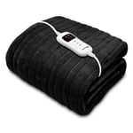 Dreamcatcher Black Heated Throw Electric Blanket, 160 x 120cm Heated Blanket Machine Washable Soft Micro Fleece Electric Throw Overblanket with 9HR Timer and 9x Control Heat Settings