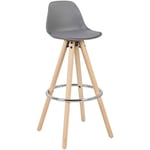 Woltu - Tabouret de Bar en Similicuir Siège de Cuisine Pied en bois avec Repose-Pied, Gris