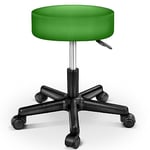 TRESKO Tabouret de Travail Tabouret à roulettes siège pivotant par 360 degrés, Rembourrage de 10 cm, de 8 Couleurs différentes (Vert)