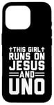 Coque pour iPhone 16 Pro Cette fille court sur Jesus and Uno, jeu de cartes chrétien amusant