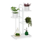 Relaxdays Étagère à Plantes, 4 Niveaux, pour Herbes aromatiques et Fleurs, métallique, HxLxP : 72,5x44x22,5 cm, Blanche