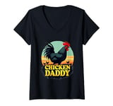 Womens Chicken Daddy Vintage Poultry Farmer Funny Fathers Day Mens V-Neck T-Shirt