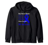 Irritable Bowel Syndrome IBS Awareness Blue Ribbon Support Zip Hoodie