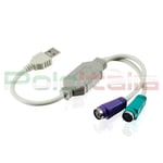 Câble De USB To PS2 Connecteur 6p Convertisseur Adaptateur pour PC Mouse Clavier