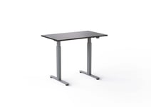 Wulff Höj och sänkbart skrivbord 100x60cm, 2 motorigt, 7 års garanti Färg på stativ: Silver - bordsskiva: Svart laminatskiva