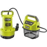 RYOBI - Pompe d'évacuation 18V - 4 200 l/h - immersion maxi. 5 m - IPX7 - minuterie 3 réglages - vendue sans batterie - RY18SPA-0