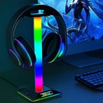 RGB-spelhörlursstativ Dubbel USB-port Touch Control Strip Light Desk Gaming Headset Holder Hang